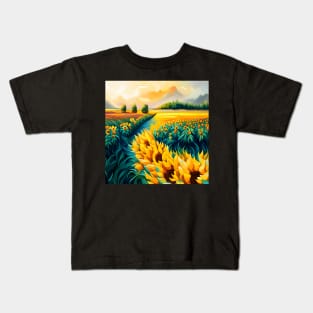 Sunflower Field in Summer Kids T-Shirt